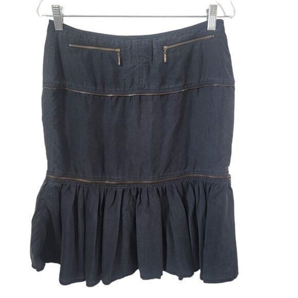 Vintage Y2K Grunge Goth Witchy Silk Black Skirt Ruffled Hem Sz 6 Miller Girl Emo